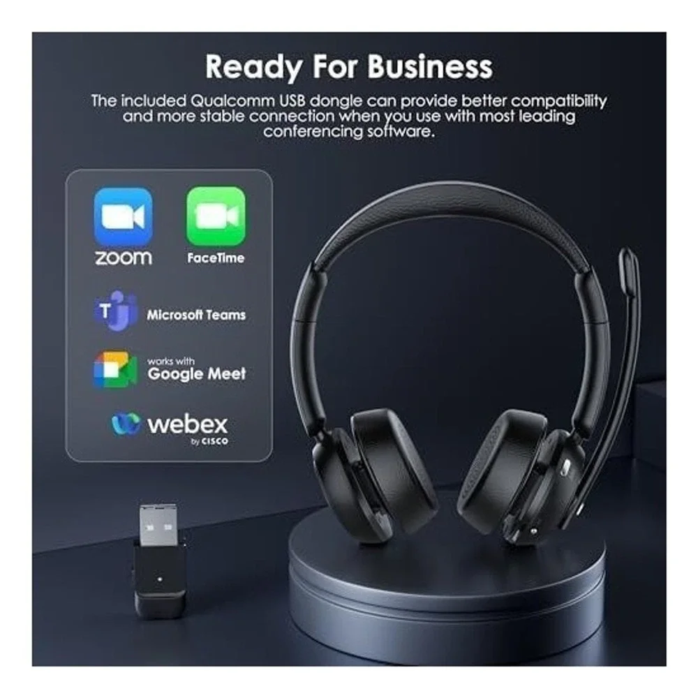 Angteela Wireless Headset with Mic ANC ENC Noise‎ Cancelling Charging Base